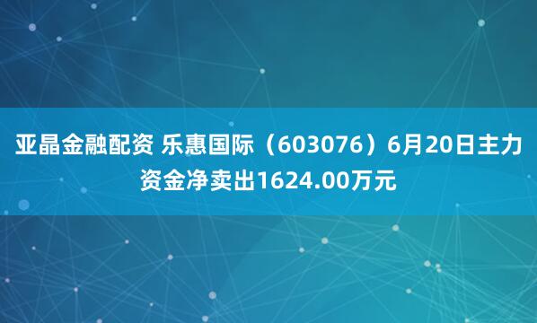 亚晶金融配资 乐惠国际（603076）6月20日主力资金净卖出1624.00万元
